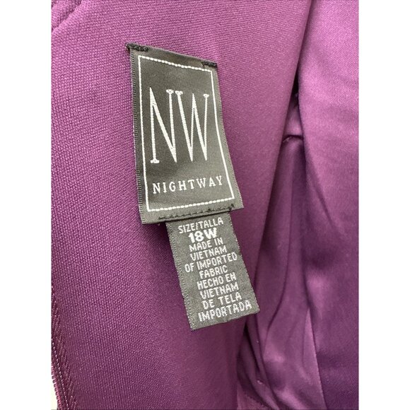 New Nightway Plus Size 18W Purple Sequined Cape Formal Gown Cocktail Maxi Dress - Picture 11 of 12